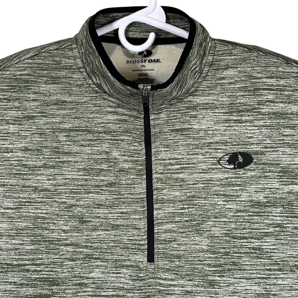 Mossy Oak Mens 2XL Green Heather Quarter Zip Pullover Performance Mock Neck Top‎